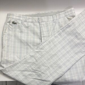 Lacoste White and Blue Checkered Trousers